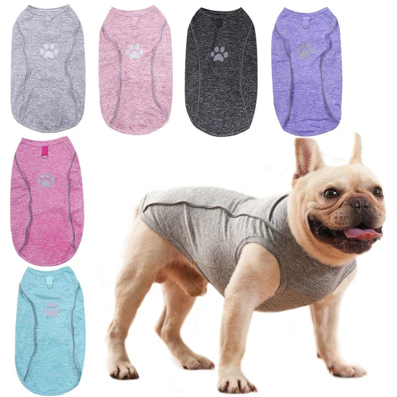Quick Dry Dog Shirts Pet Tank Top Breathable Sleeveless Vest Spring Summer Clothes Soft Reflective T Shirt for Small Medium Dogs