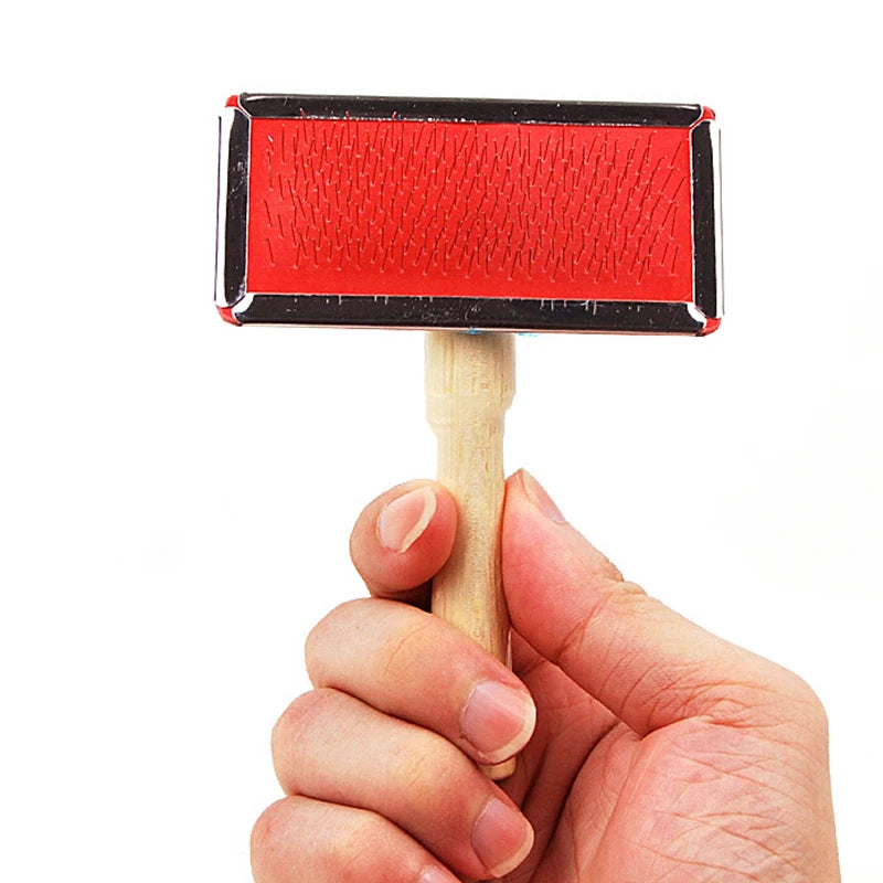 Pet Dog Steel Needle Comb with Wood Handle Hair Removal Brush for Dog Cat Rake Comb Pet Cleaning Massage Grooming Tool Pet Brush