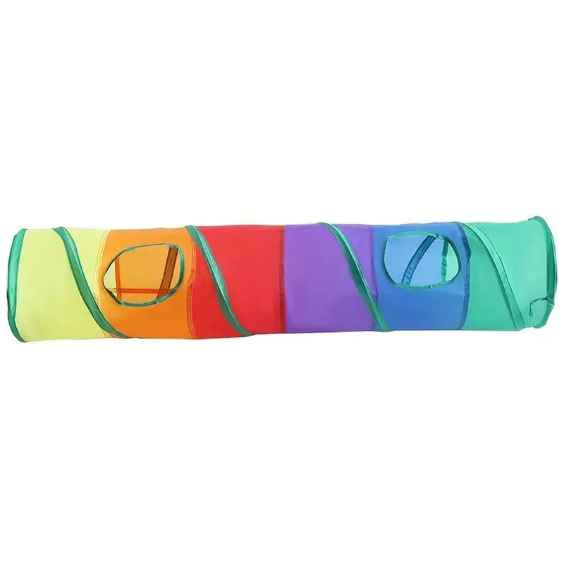 1PC Rainbow Canvas Cat Tunnel Interactive Play Exercise Toy for Cats, Foldable Design For Indoor Cats Suitable for Playtime