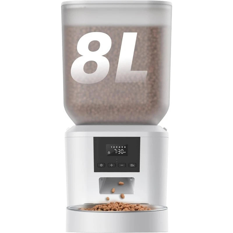 Automatic Dog Feeder - 8L/34 Cups Large Capacity Automatic Cat Food Dispenser with LCD Screen, Large Food Tray