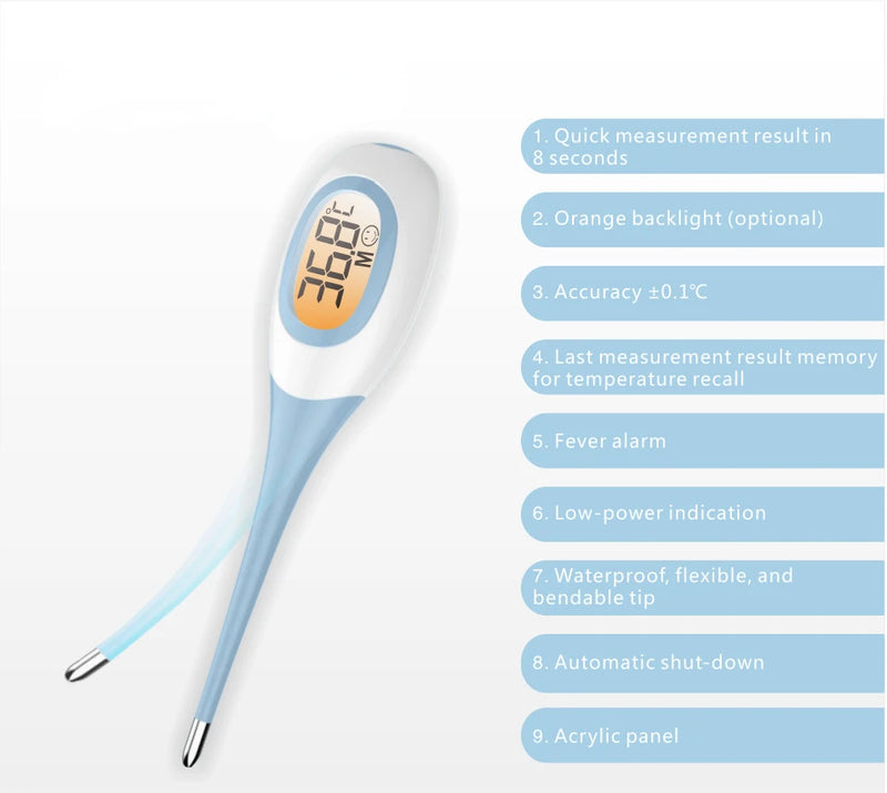 LCD Backlight Dual Display Electronic Pet Thermometers Safe Soft Tip Rectal Temperature Measurement  Veterinary Pet Care Tool
